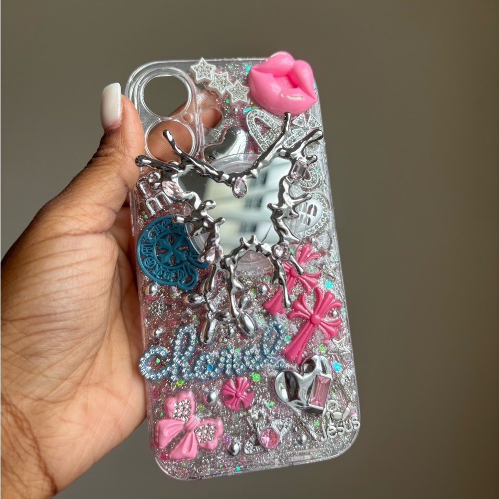 Decorative Pink and Silver Phone Case